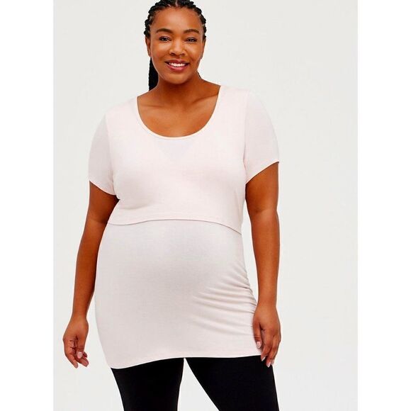 TORRID  PREGNANCY MATERNITY NURSING TOP SUPER SOFT PINK PLUS SIZE 0X - Picture 1 of 5